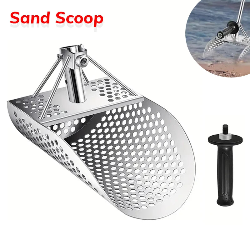 Stainless Steel Sand Scoop Shovel for Metal Detecting – SUS304 Beach & Underwater Sand Sifter