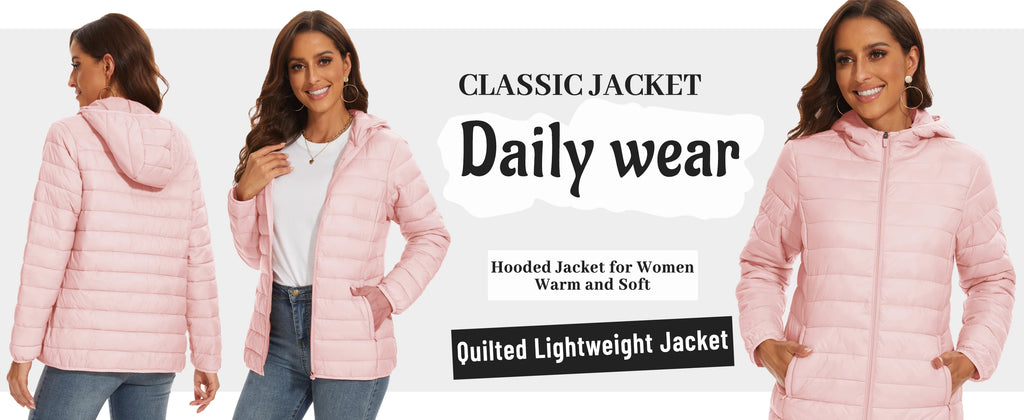 TACVASEN Women’s Full Zip Hooded Puffer Jacket – Lightweight, Warm & Windproof Winter Coat