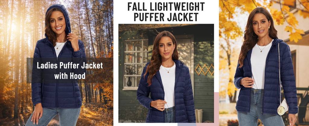 TACVASEN Women’s Full Zip Hooded Puffer Jacket – Lightweight, Warm & Windproof Winter Coat