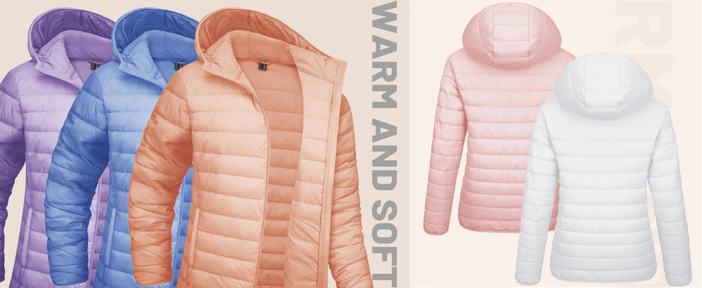 TACVASEN Women’s Full Zip Hooded Puffer Jacket – Lightweight, Warm & Windproof Winter Coat