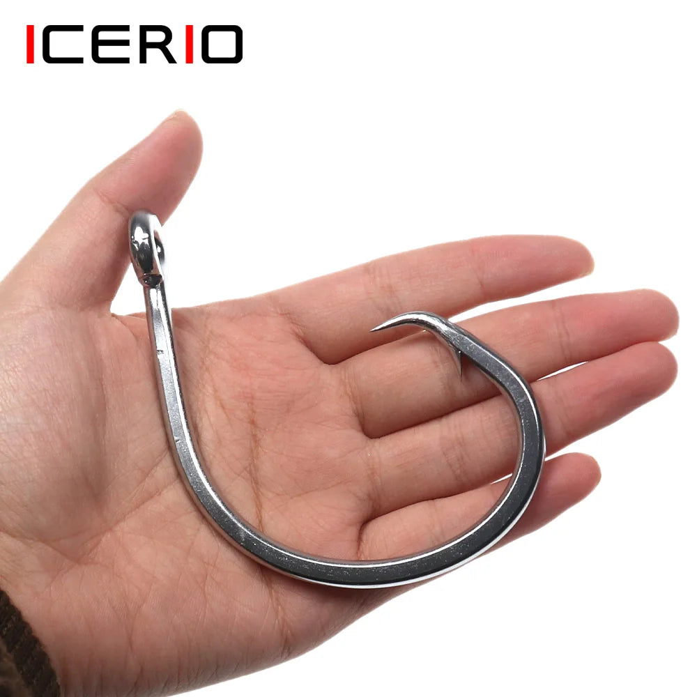 ICERIO Stainless Steel Saltwater Fishing Circle Hooks – Anti-Corrosion, Ultra-Sharp, Durable (6/0#–16/0#)