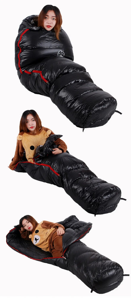 BLACKSNOW White Goose Down Mummy Sleeping Bag – Ultra-Warm, Lightweight, Winter-Ready (4 Thickness Options)