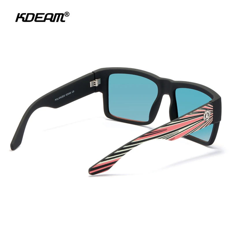 KDEAM All-Black Polarized Sunglasses – Unisex Square Frame | UV400 Protection for Fishing, Driving & Outdoor Adventure