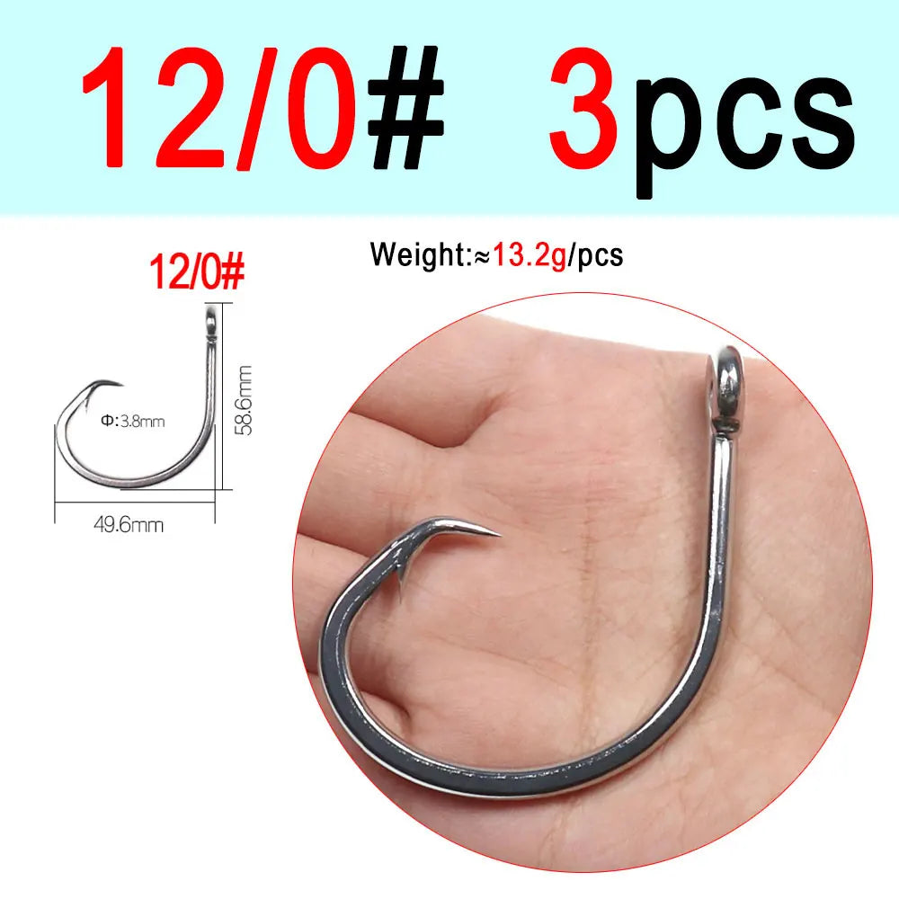 ICERIO Stainless Steel Saltwater Fishing Circle Hooks – Anti-Corrosion, Ultra-Sharp, Durable (6/0#–16/0#)