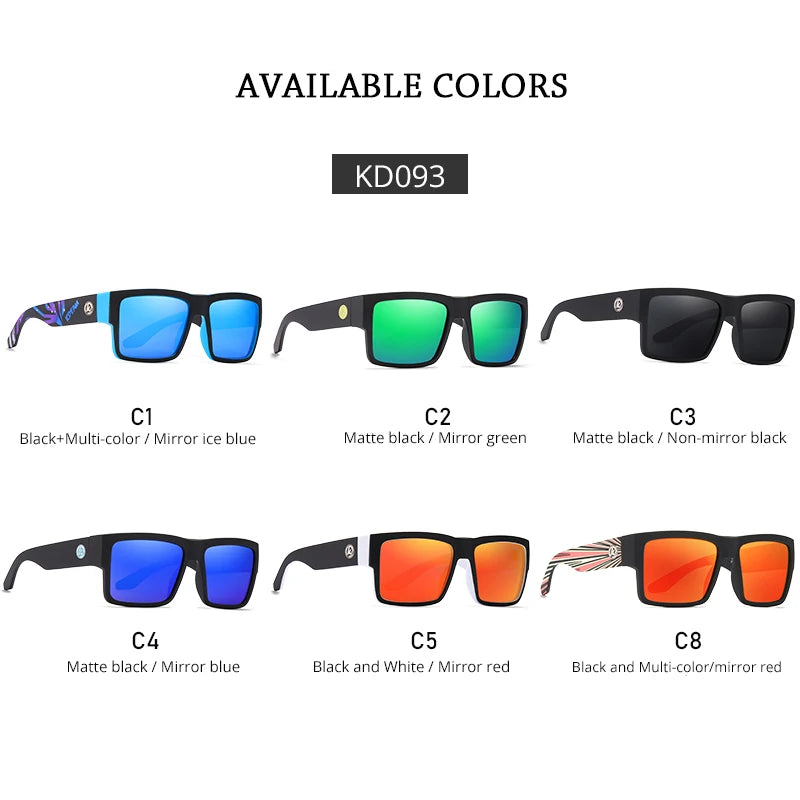 KDEAM All-Black Polarized Sunglasses – Unisex Square Frame | UV400 Protection for Fishing, Driving & Outdoor Adventure