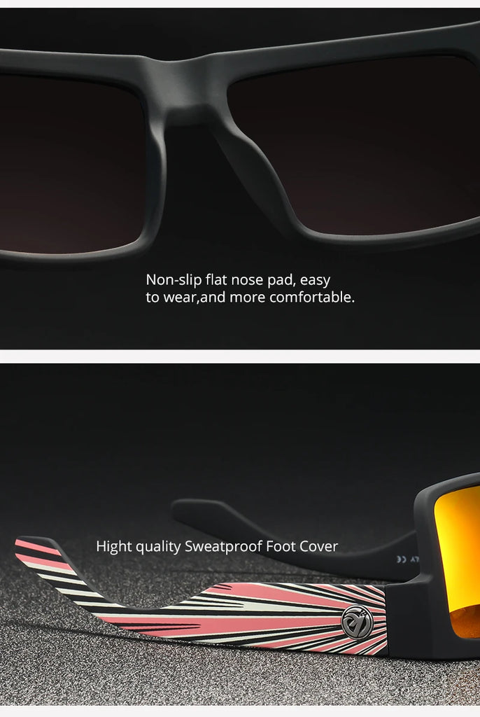 KDEAM All-Black Polarized Sunglasses – Unisex Square Frame | UV400 Protection for Fishing, Driving & Outdoor Adventure