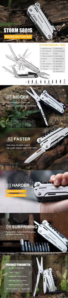 ROXON S801S 16-in-1 Multitool Pliers – Pocket Knife, Scissors, Screwdriver & More | EDC, Survival & Camping Tool
