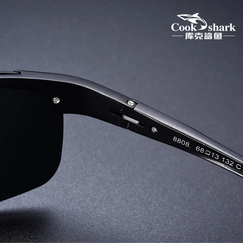 Cook Shark Aluminum-Magnesium HD Polarized Sunglasses for Men – UV400 Photochromic Driving Glasses