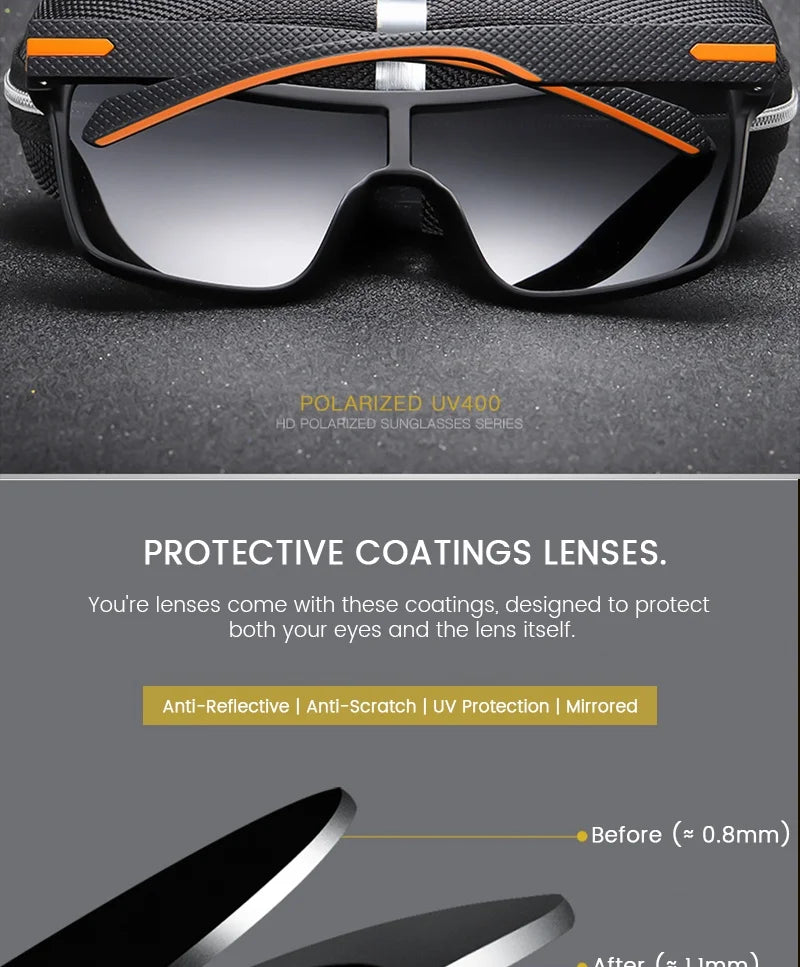 AIMISUV Men's Polarized Oversized Sports Sunglasses – UV400 Protection, Mirror Lens (Model AMS1430)