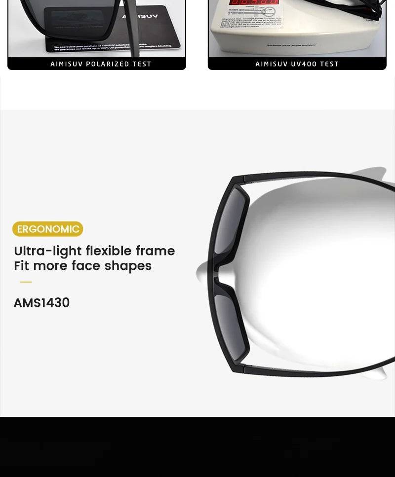 AIMISUV Men's Polarized Oversized Sports Sunglasses – UV400 Protection, Mirror Lens (Model AMS1430)