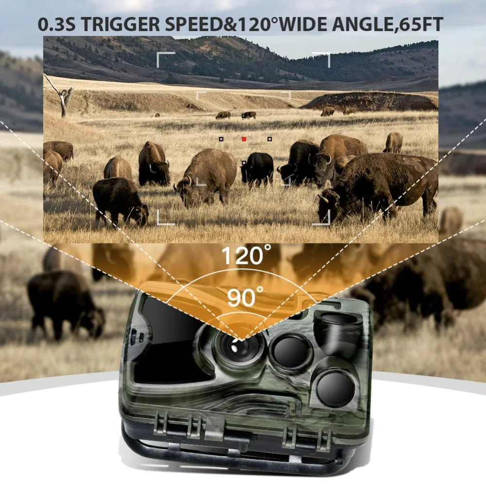 HC801A-LI Trail Hunting Camera – 20MP Night Vision, 1080P HD, 5000mAh Rechargeable Lithium Battery, IP65 Waterproof