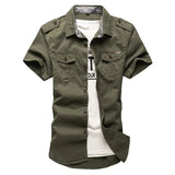 Men’s 100% Cotton Tactical Cargo Shirt – Short Sleeve Military-Style Work Shirt thumbnail 1