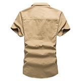 Men’s 100% Cotton Tactical Cargo Shirt – Short Sleeve Military-Style Work Shirt thumbnail 4