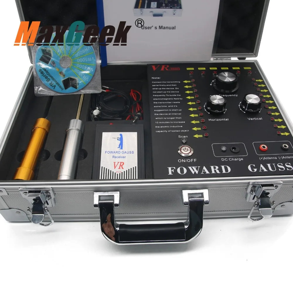 Maxgeek VR5000 Long Range Metal Detector – 1500m Range, 70m Depth | Gold, Silver, Diamond, and Mineral Detection