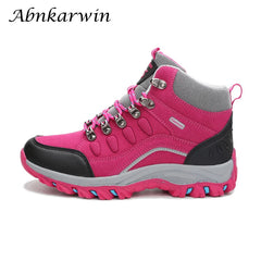 Women’s Outdoor Leather Hiking Boots – Ankle-High, Breathable, Lightweight Trekking Shoes
