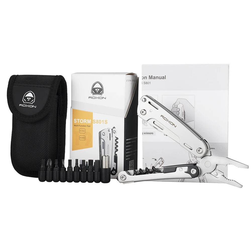 ROXON S801S 16-in-1 Multitool Pliers – Pocket Knife, Scissors, Screwdriver & More | EDC, Survival & Camping Tool