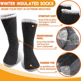 3 Pairs Merino Wool Thermal Socks for Men – Super Thick Winter Crew Socks with Fleece Terry Lining thumbnail 2