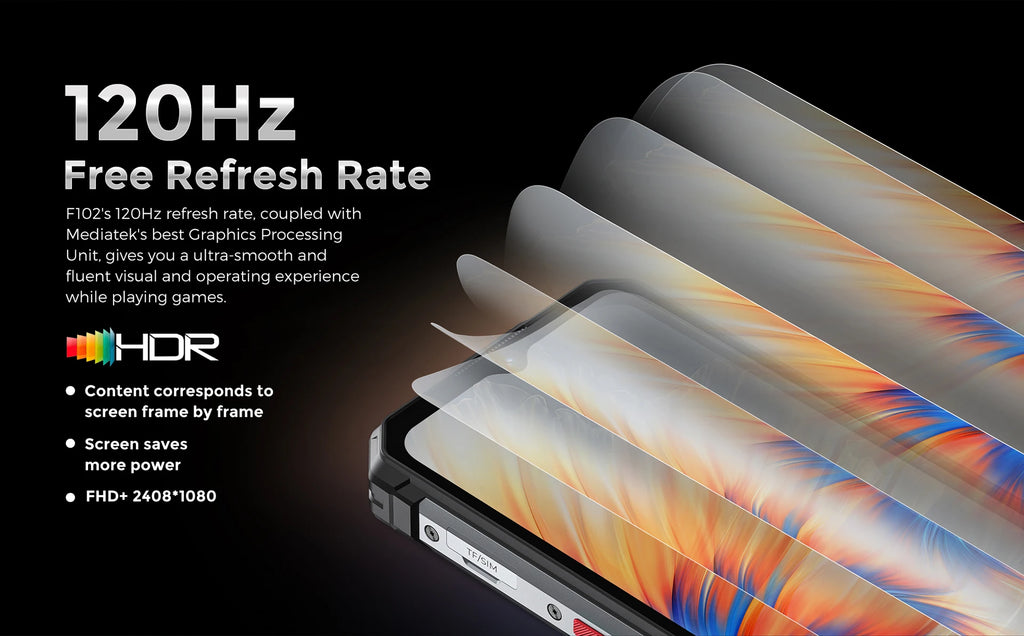 FOSSiBOT F102 Rugged Smartphone – 16500mAh Battery, 20GB+256GB, Android 13, 120Hz 6.58" FHD+ Display, Helio G99, 108MP Camera, NFC