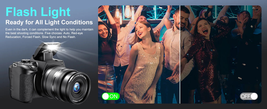 4K HD Digital Camera with Auto Focus & 12X Optical Zoom – 72MP Vlogging Camera for YouTube & Photography