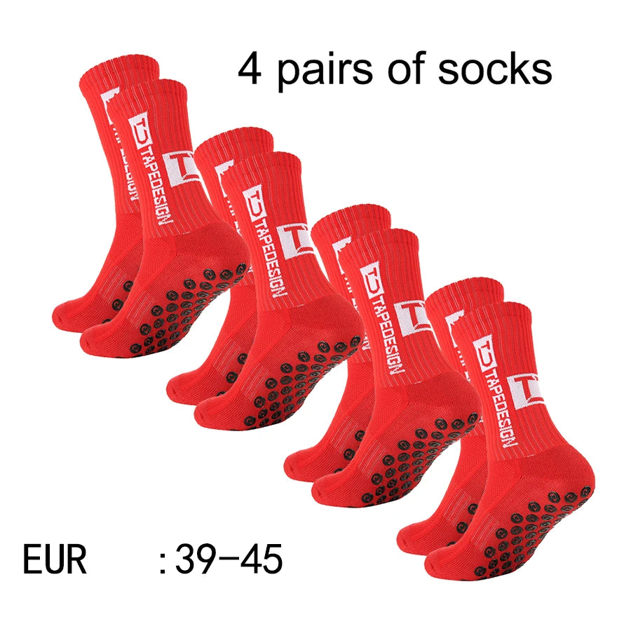 4 Pairs Mid-Tube Non-Slip Football Socks – Breathable & Durable Sports Training Socks (Unisex)