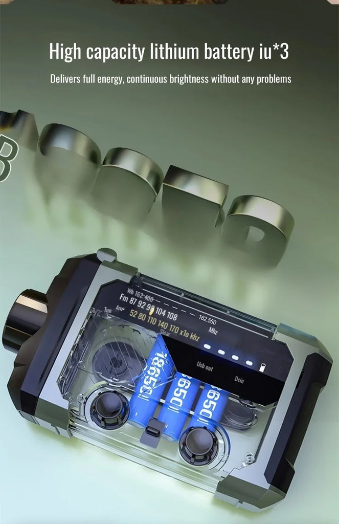 Hand Crank Emergency Weather Radio with Bluetooth – Solar/USB Rechargeable, Portable Power Bank