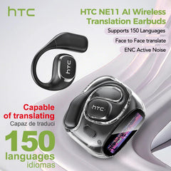 HTC NE11 Bluetooth 6.0 OWS Wireless Headphones – Smart Translation Earphones with Touch Screen & Long Battery Life