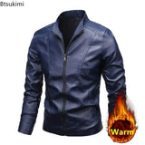 Men's PU Leather Stand Collar Motorcycle Jacket – Casual Windbreaker Biker Coat thumbnail 6
