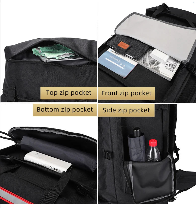 130L Waterproof Hiking Backpack – Heavy-Duty Outdoor Rucksack with Reflective Safety Strips & Molle System