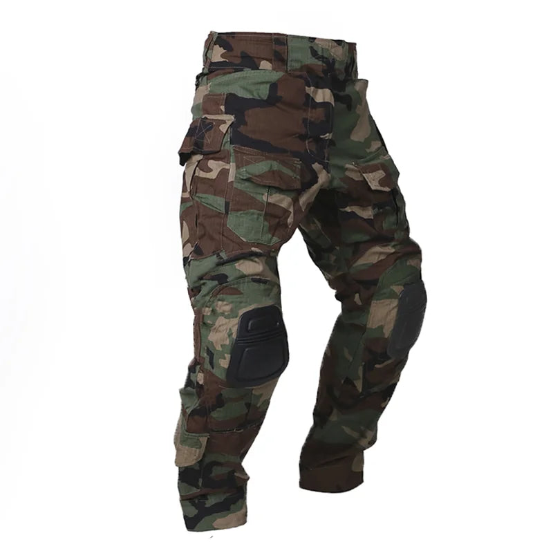 Men’s Tactical Combat Pants with Knee Pads – Camouflage Military-Grade Cargo Trousers for Hunting, Trekking & Outdoor Survival
