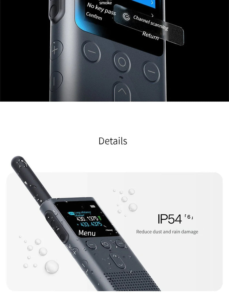 Xiaomi Walkie Talkie 2S – 4W Power, 5KM Range, IP54 Waterproof, 120-Hour Standby, Dual Mode Communication