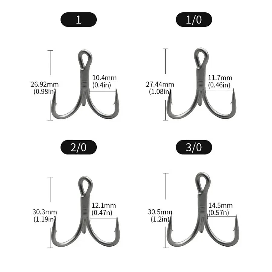 4X Strong High Carbon Steel Treble Hooks (20pcs / 2 Boxes) – Ultra Sharp Saltwater & Freshwater Fishing Hooks