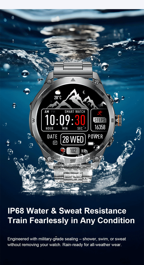 GUHUAVMI Professional GPS Outdoor Smartwatch – Military Grade, 1000mAh Battery, 10ATM Waterproof