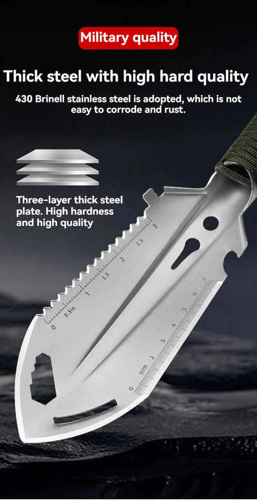 6-in-1 Military Folding Shovel with Pickaxe – Compact, Multi-Tool Survival Spade with Carry Case