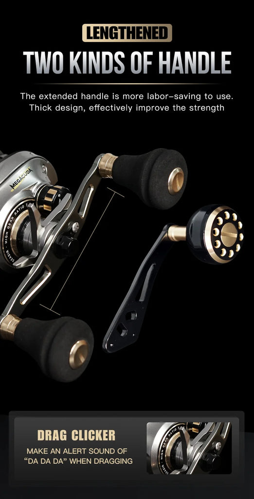 SeaSir Megacuda 15KG Drag Baitcasting Reel – Deep Spool, Aluminum Frame, Carbon Side, Double Handle Jigging Reel for Fresh & Saltwater Fishing