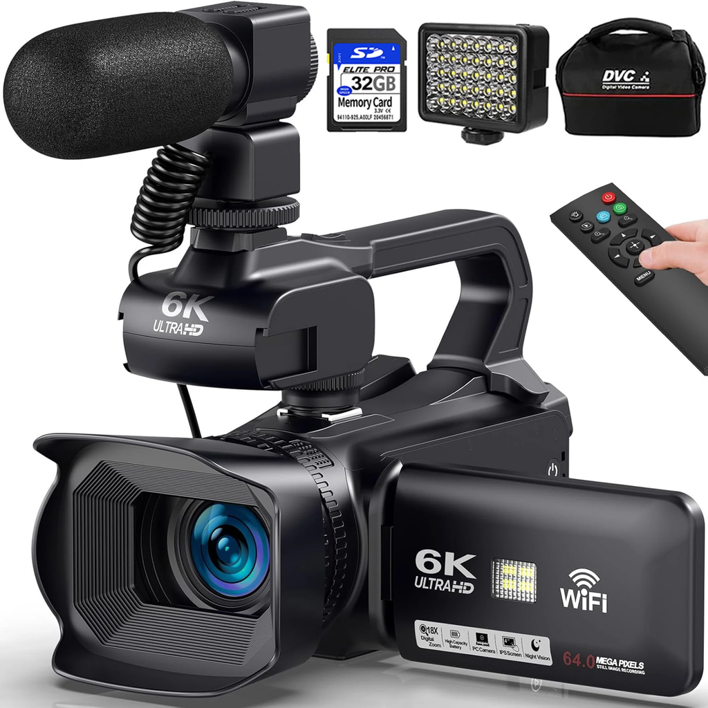 KOMERY 6K Ultra HD Professional Camcorder – 64MP YouTube & Streaming Camera