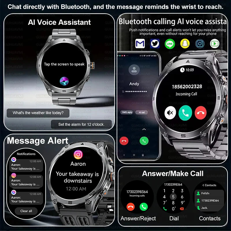 GUHUAVMI Professional GPS Outdoor Smartwatch – Military Grade, 1000mAh Battery, 10ATM Waterproof