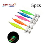 5 Pcs Luminous Squid Fishing Hooks β Blowtorch Octopus & Cuttlefish Hooks | High Carbon Steel Simulated Shrimp Lures thumbnail 1