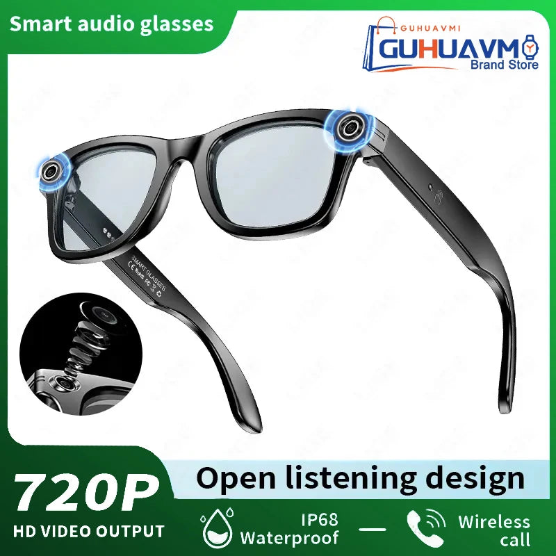 GUHUAVMI Smart Glasses for Men – 8MP Camera | WiFi | Bluetooth | AI Features | IP65 Waterproof