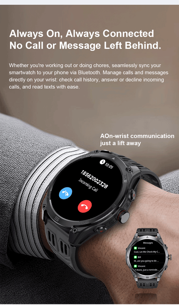 GUHUAVMI Professional GPS Outdoor Smartwatch – Military Grade, 1000mAh Battery, 10ATM Waterproof