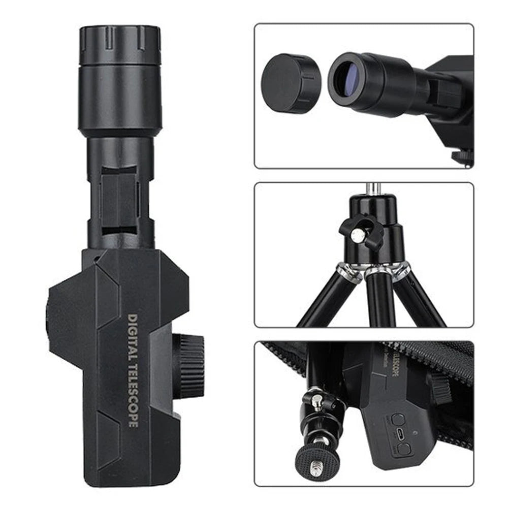 WiFi Digital Telescope 70X Zoom with 2MP Camera & 1080p Video | Mobile Detective Crosshairs Positioning | Lightweight & Portable Design