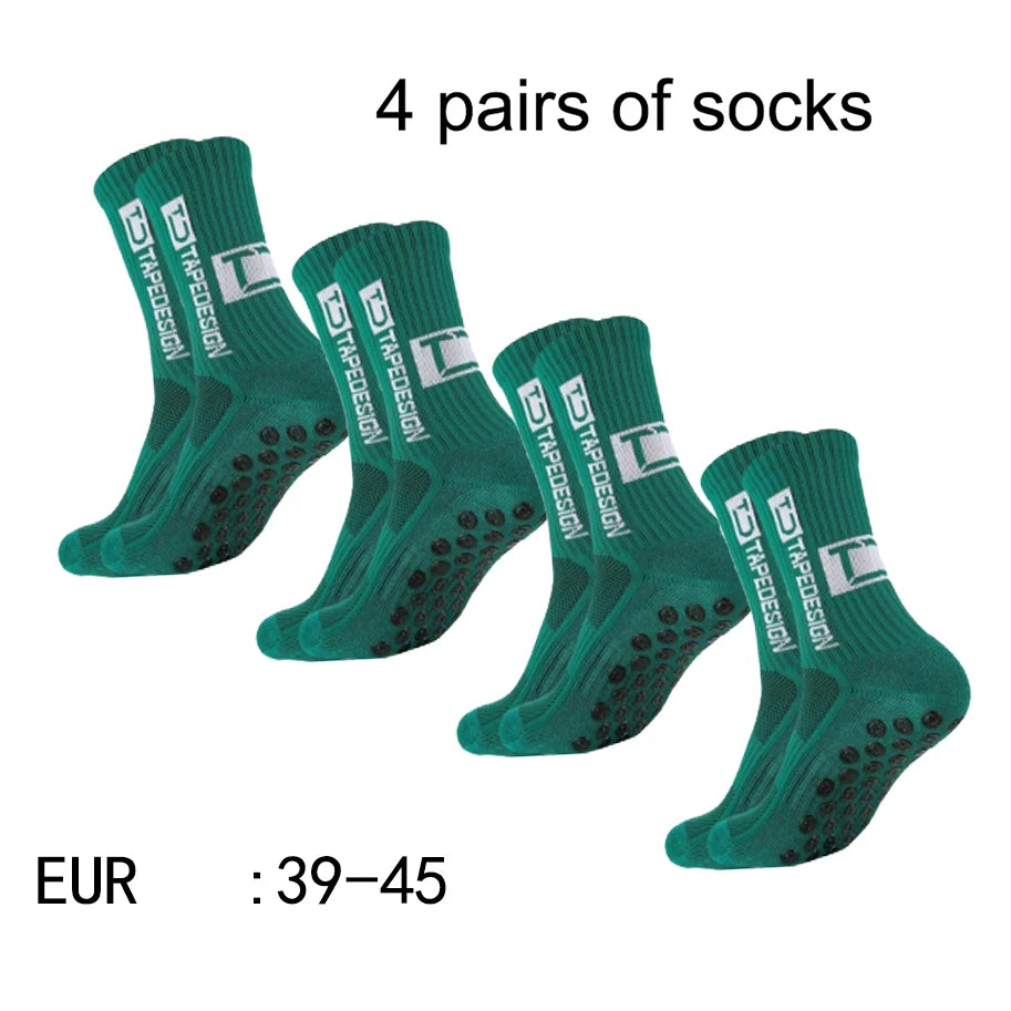4 Pairs Mid-Tube Non-Slip Football Socks – Breathable & Durable Sports Training Socks (Unisex)