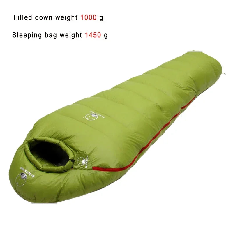 BLACKSNOW White Goose Down Mummy Sleeping Bag – Ultra-Warm, Lightweight, Winter-Ready (4 Thickness Options)
