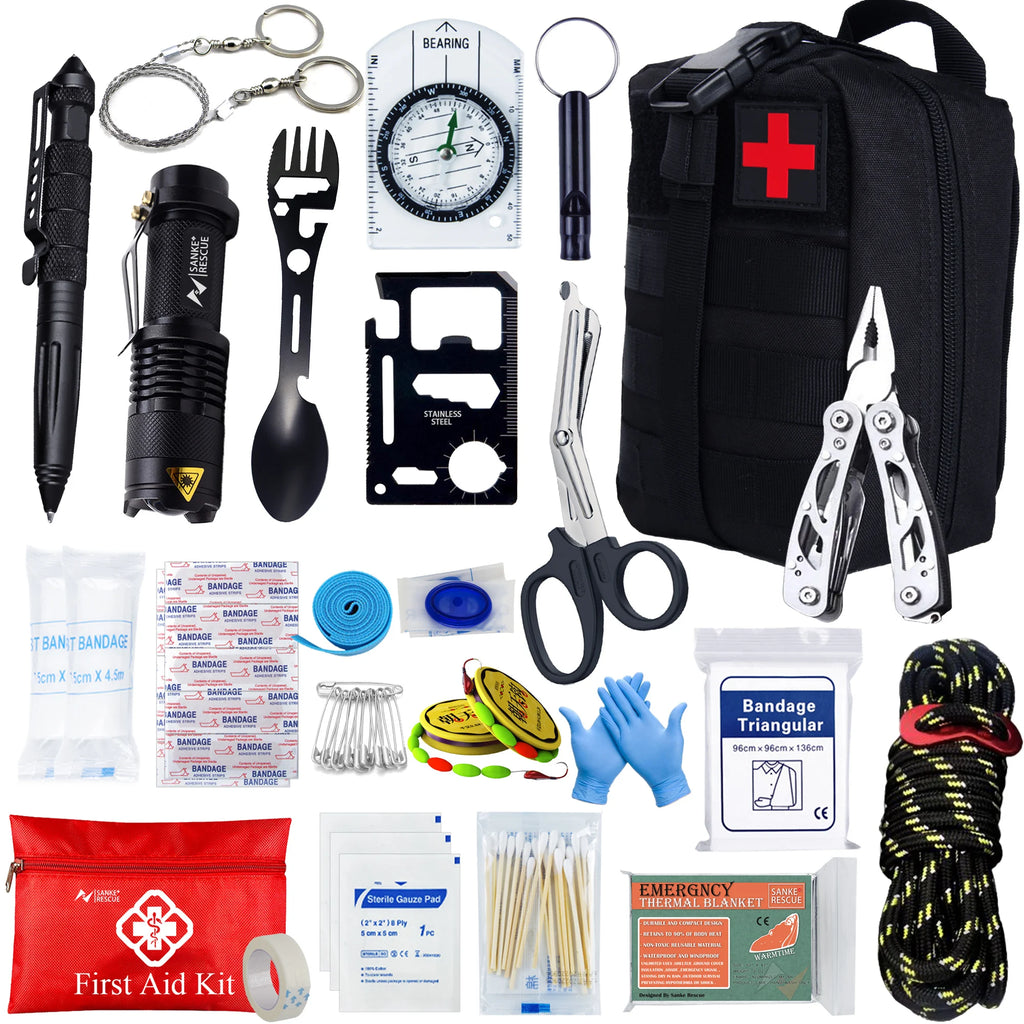 Professional Survival First Aid Kit – 24-in-1 Emergency Gear with Molle Bag | Camping, Hiking, Outdoor Rescue IFAK