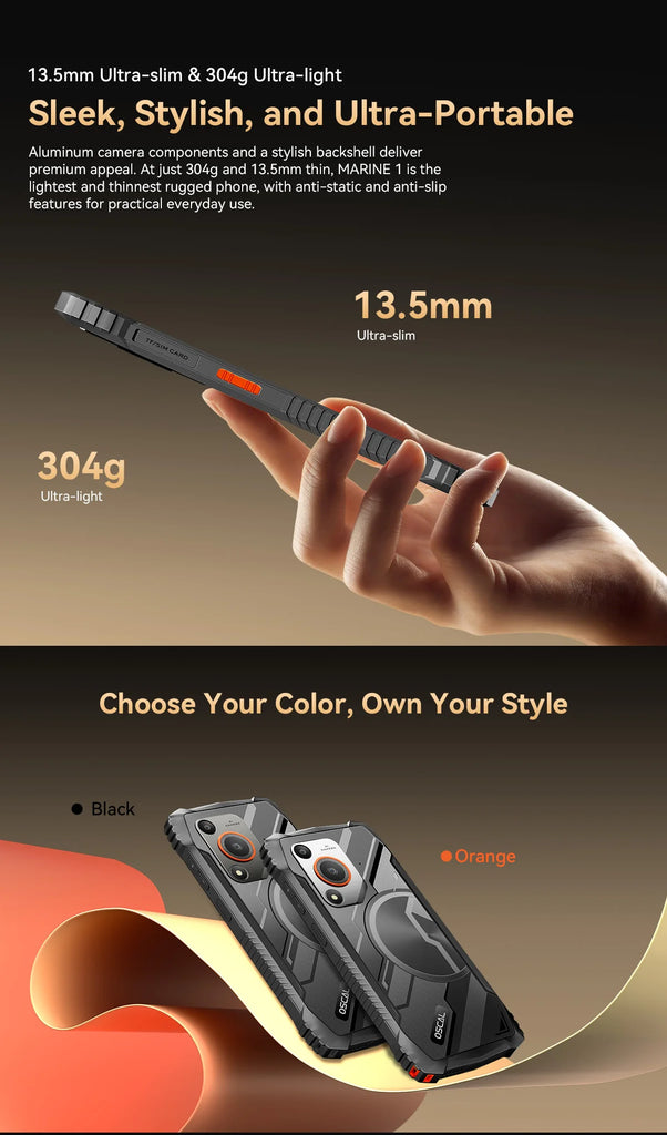 Blackview Oscal MARINE 1 Rugged Smartphone – 6.56" HD+ 90Hz Display, Android 15, 5100mAh Battery, IP68 Waterproof, 12GB RAM + 128GB ROM