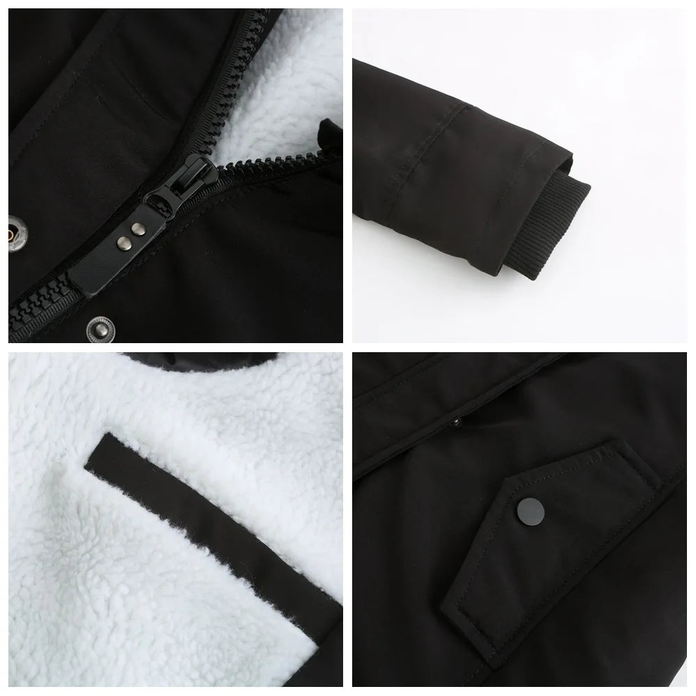 Women's Warm Hooded Parka – Thick Plush Mid-Length Winter Coat (S–5XL)