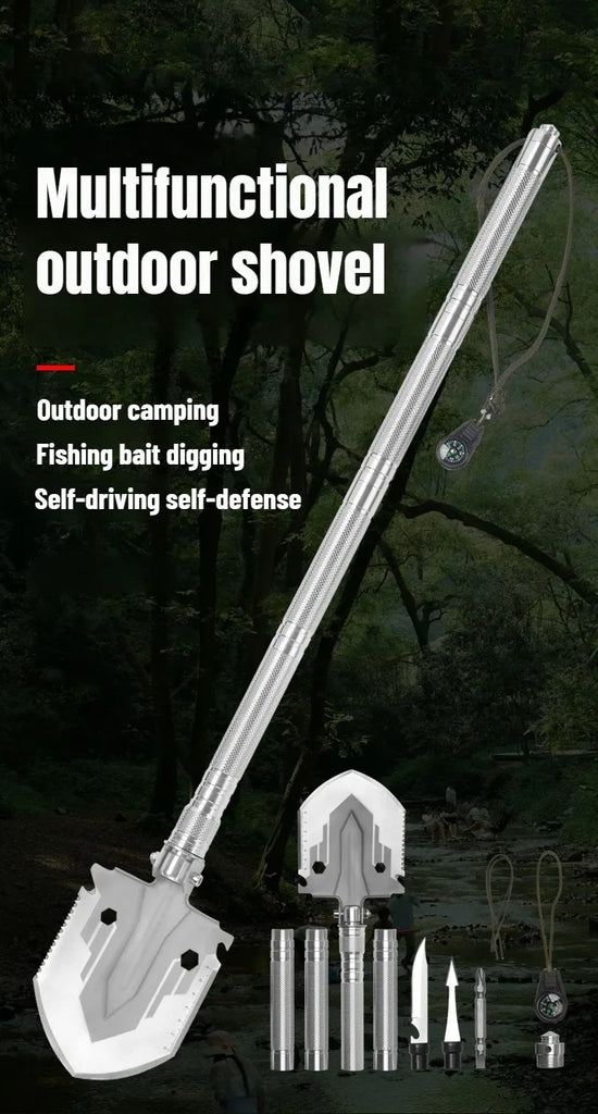 Multifunctional Folding Military Shovel – Survival Tool Set for Camping, Hiking & Outdoor Use