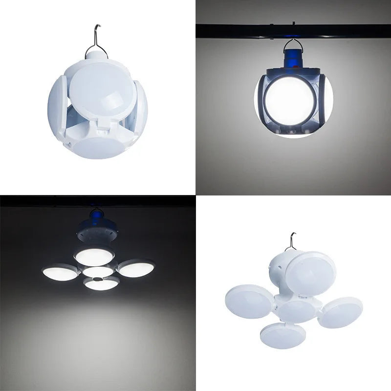 Solar Folding LED Camping Lantern – USB Rechargeable Emergency Light with 5 Modes & Hook (2400mAh, Waterproof, Remote Optional)