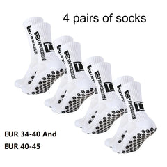4 Pairs Mid-Tube Non-Slip Football Socks – Breathable & Durable Sports Training Socks (Unisex)