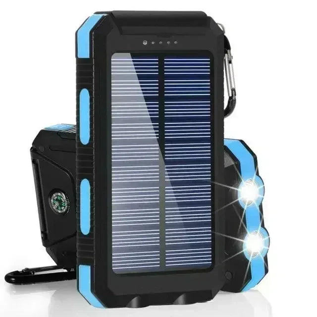 Solar Power Bank – Waterproof, Fast Charging, High-Capacity Powerbank with SOS & LED Light for Outdoor Survival