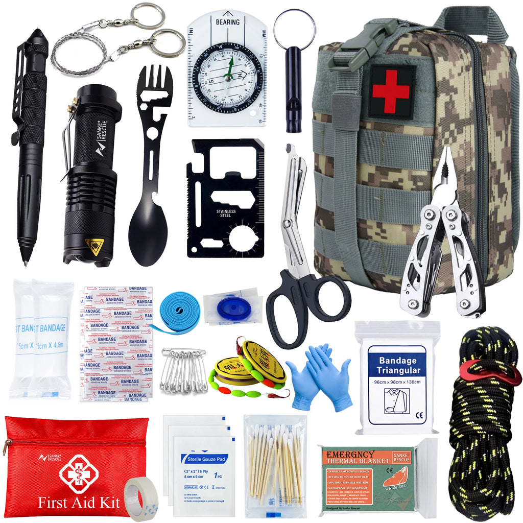 Professional Survival First Aid Kit – 24-in-1 Emergency Gear with Molle Bag | Camping, Hiking, Outdoor Rescue IFAK